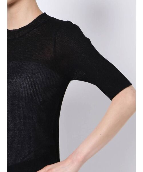 MURUA（ムルーア）の「シアーミニマルハーフスリーブトップス（ニット/セーター・レディース・ブラック/グリーン/オフホワイト/グレー・FREE）」の22枚目の写真