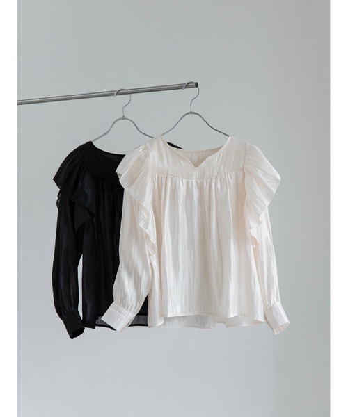 amel（エイメル）の「グロッシーフリルブラウス（シャツ/ブラウス・レディース・ブラック・FREE）」の9枚目の写真