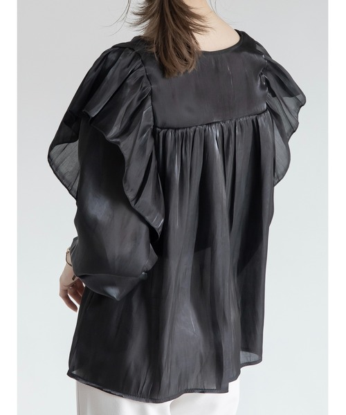amel（エイメル）の「グロッシーフリルブラウス（シャツ/ブラウス・レディース・ブラック・FREE）」の7枚目の写真