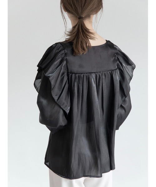 amel（エイメル）の「グロッシーフリルブラウス（シャツ/ブラウス・レディース・ブラック・FREE）」の8枚目の写真