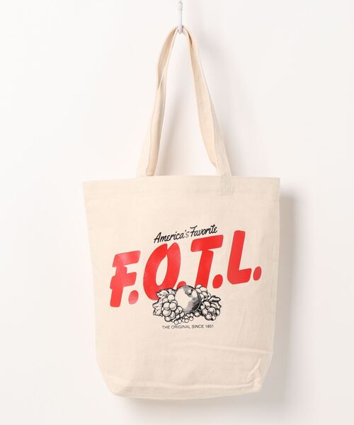 FRUIT OF THE LOOM(フルーツオブザルーム)の「FRUIT OF THE LOOM/(U)FTL FFGS SOUVENIR TOTE BAG(トートバッグ・レディース・ホワイト/オフホワイト/レッド・FREE)」の3枚目の写真