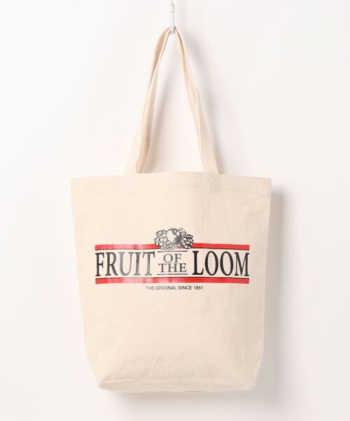 FRUIT OF THE LOOM(フルーツオブザルーム)の「FRUIT OF THE LOOM/(U)FTL FFGS SOUVENIR TOTE BAG(トートバッグ・レディース・ホワイト/オフホワイト/レッド・FREE)」の1枚目の写真