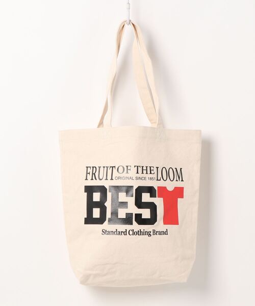FRUIT OF THE LOOM(フルーツオブザルーム)の「FRUIT OF THE LOOM/(U)FTL FFGS SOUVENIR TOTE BAG(トートバッグ・レディース・ホワイト/オフホワイト/レッド・FREE)」の2枚目の写真
