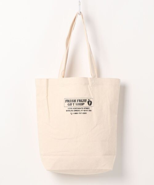 FRUIT OF THE LOOM(フルーツオブザルーム)の「FRUIT OF THE LOOM/(U)FTL FFGS SOUVENIR TOTE BAG(トートバッグ・レディース・ホワイト/オフホワイト/レッド・FREE)」の6枚目の写真