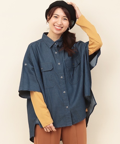 チチカカ(チチカカ)の「抜染ダンガリードルマンシャツ(シャツ/ブラウス・レディース・インディゴブルー/ブルー・FREE)」の5枚目の写真
