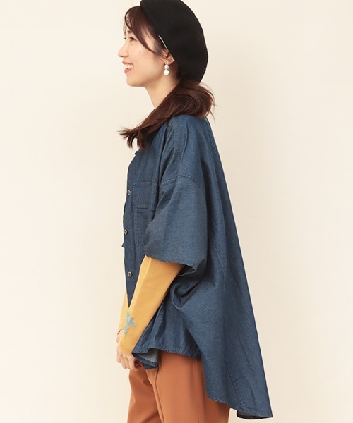 チチカカ(チチカカ)の「抜染ダンガリードルマンシャツ(シャツ/ブラウス・レディース・インディゴブルー/ブルー・FREE)」の6枚目の写真