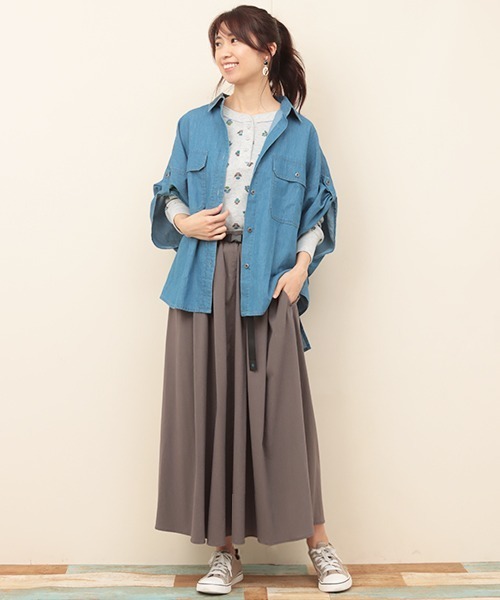 チチカカ(チチカカ)の「抜染ダンガリードルマンシャツ(シャツ/ブラウス・レディース・インディゴブルー/ブルー・FREE)」の7枚目の写真