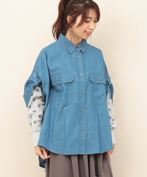 チチカカ(チチカカ)の「抜染ダンガリードルマンシャツ(シャツ/ブラウス・レディース・インディゴブルー/ブルー・FREE)」の8枚目の写真