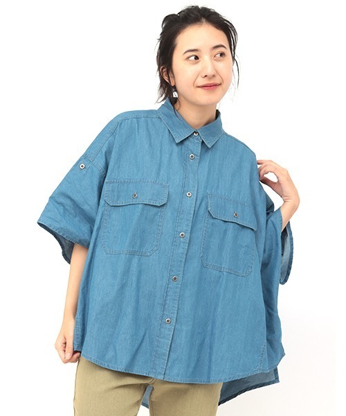 チチカカ(チチカカ)の「抜染ダンガリードルマンシャツ(シャツ/ブラウス・レディース・インディゴブルー/ブルー・FREE)」の10枚目の写真