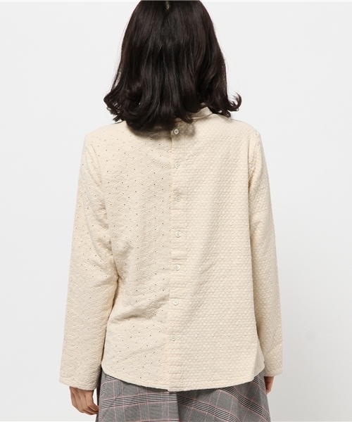 PUAL CE CIN（ピュアルセシン）の「刺繍Ｐ／ＯＢＬ（シャツ/ブラウス・レディース・ナチュラル/ネイビー・FREE）」の5枚目の写真