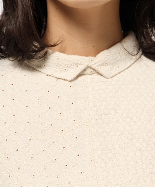 PUAL CE CIN（ピュアルセシン）の「刺繍Ｐ／ＯＢＬ（シャツ/ブラウス・レディース・ナチュラル/ネイビー・FREE）」の6枚目の写真