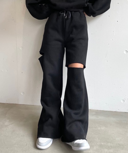 BLONDEY（ブロンディ）の「ヘビーウェイトスリットパンツ（スウェットパンツ・レディース・ブラック/グレー/ナチュラル・FREE）」の2枚目の写真