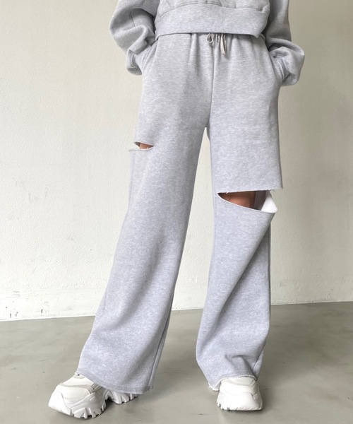 BLONDEY（ブロンディ）の「ヘビーウェイトスリットパンツ（スウェットパンツ・レディース・ブラック/グレー/ナチュラル・FREE）」の6枚目の写真