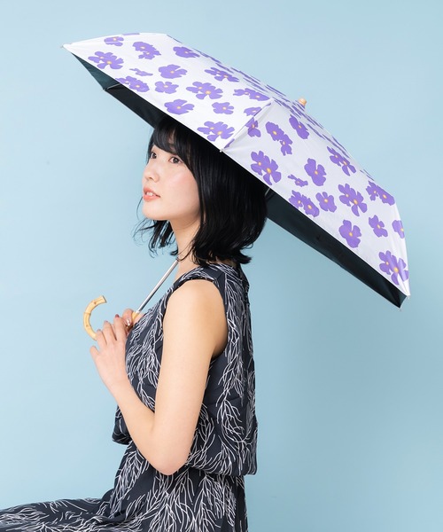 晴雨兼用折りたたみ日傘(軽量/曲がり竹ハンドル)