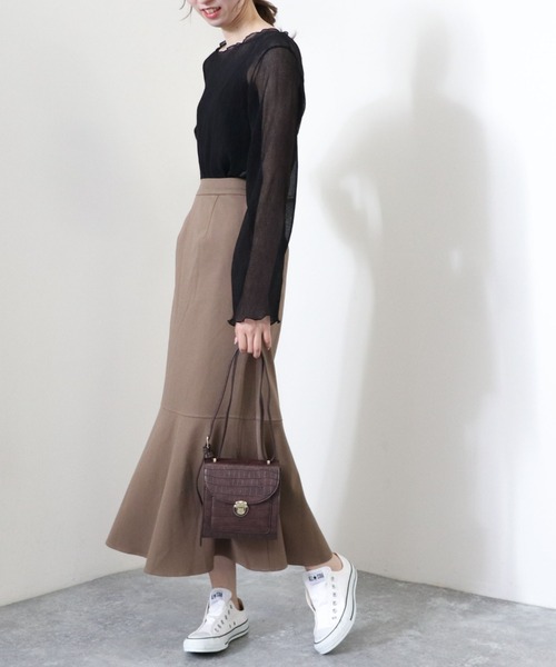 archives（アルシーヴ）の「シアー楊柳プルオーバー（Tシャツ/カットソー・レディース・キャメル/ブルー/ブラック/グリーン/アイボリー・MEDIUM）」の7枚目の写真