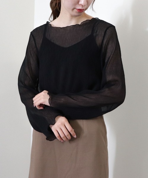 archives（アルシーヴ）の「シアー楊柳プルオーバー（Tシャツ/カットソー・レディース・キャメル/ブルー/ブラック/グリーン/アイボリー・MEDIUM）」の19枚目の写真