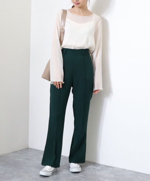 archives（アルシーヴ）の「シアー楊柳プルオーバー（Tシャツ/カットソー・レディース・キャメル/ブルー/ブラック/グリーン/アイボリー・MEDIUM）」の10枚目の写真