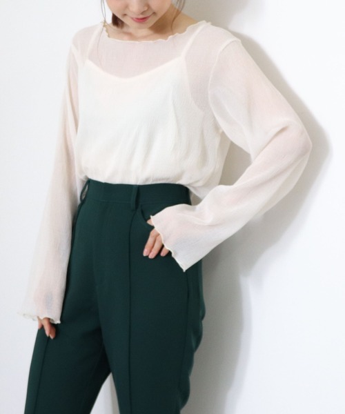 archives（アルシーヴ）の「シアー楊柳プルオーバー（Tシャツ/カットソー・レディース・キャメル/ブルー/ブラック/グリーン/アイボリー・MEDIUM）」の12枚目の写真