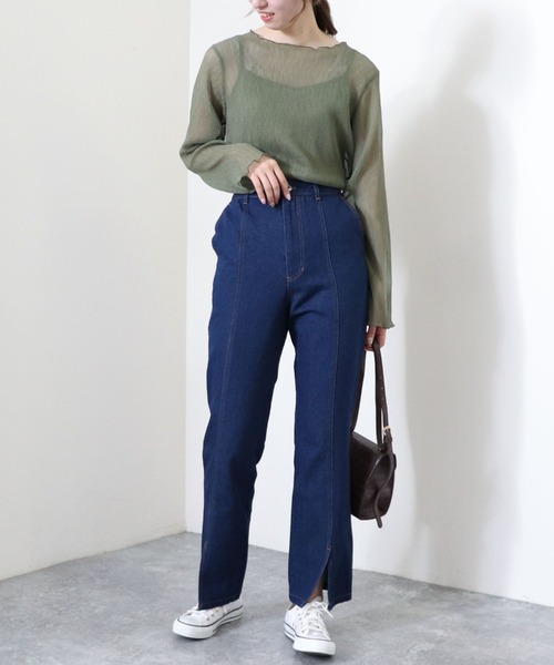 archives（アルシーヴ）の「シアー楊柳プルオーバー（Tシャツ/カットソー・レディース・キャメル/ブルー/ブラック/グリーン/アイボリー・MEDIUM）」の18枚目の写真