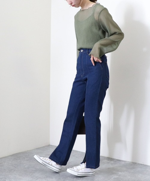 archives（アルシーヴ）の「シアー楊柳プルオーバー（Tシャツ/カットソー・レディース・キャメル/ブルー/ブラック/グリーン/アイボリー・MEDIUM）」の20枚目の写真