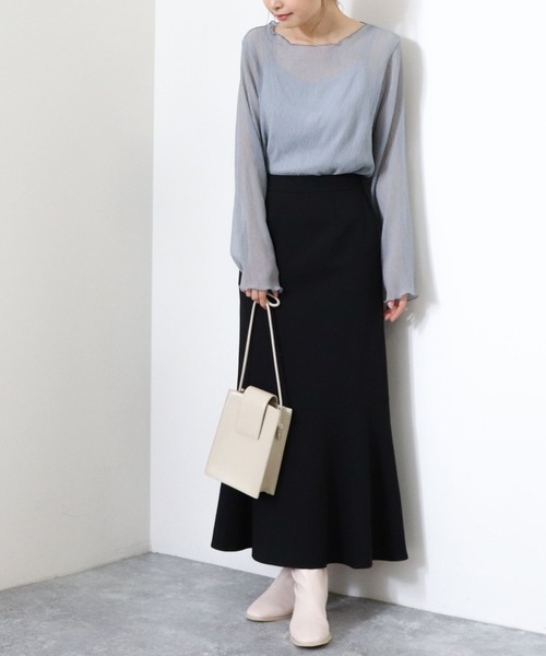 archives（アルシーヴ）の「シアー楊柳プルオーバー（Tシャツ/カットソー・レディース・キャメル/ブルー/ブラック/グリーン/アイボリー・MEDIUM）」の14枚目の写真