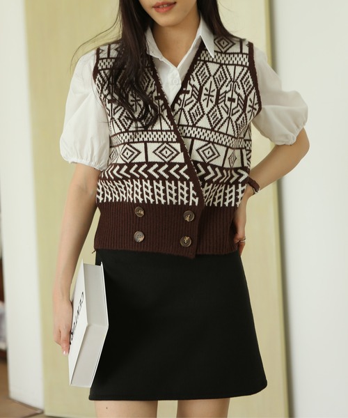 MAISON DE THERESE(メゾン ド テレーズ)の「ニットベスト(ベスト・レディース・ブラウン/ブラック・FREE)」の9枚目の写真