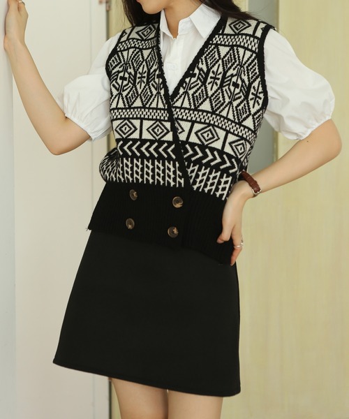 MAISON DE THERESE(メゾン ド テレーズ)の「ニットベスト(ベスト・レディース・ブラウン/ブラック・FREE)」の16枚目の写真