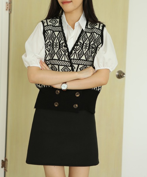 MAISON DE THERESE(メゾン ド テレーズ)の「ニットベスト(ベスト・レディース・ブラウン/ブラック・FREE)」の17枚目の写真