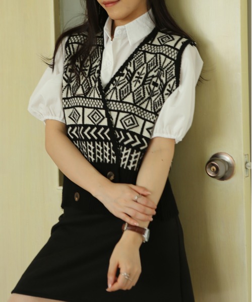 MAISON DE THERESE(メゾン ド テレーズ)の「ニットベスト(ベスト・レディース・ブラウン/ブラック・FREE)」の19枚目の写真