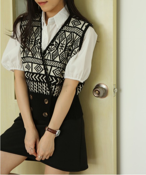 MAISON DE THERESE(メゾン ド テレーズ)の「ニットベスト(ベスト・レディース・ブラウン/ブラック・FREE)」の20枚目の写真