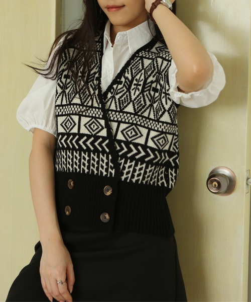 MAISON DE THERESE(メゾン ド テレーズ)の「ニットベスト(ベスト・レディース・ブラウン/ブラック・FREE)」の22枚目の写真