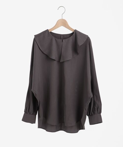 le.coeur blanc（ルクールブラン）の「ツイルクロスフリルブラウス（シャツ/ブラウス・レディース・ダークブラウン/ブルー/オフホワイト・38）」の21枚目の写真