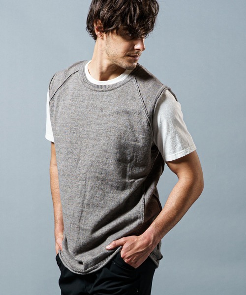 wjk（ダヴルジェイケイ）の「mcg2950-roll knit vest ベスト（ベスト・メンズ・ライトグレー/グリーン系その他/チャコール・S/M/L/XL）」の2枚目の写真