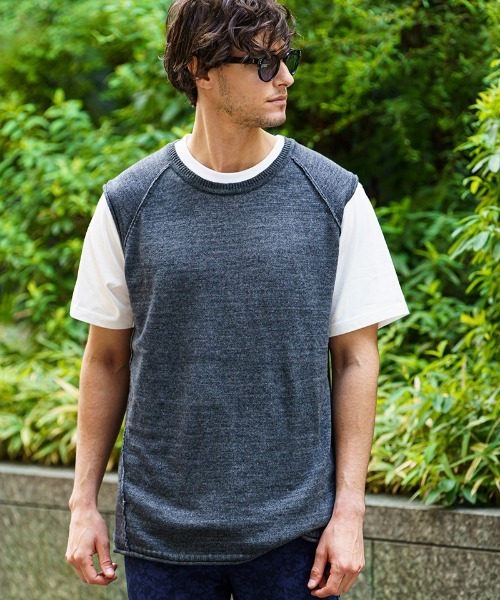 wjk（ダヴルジェイケイ）の「mcg2950-roll knit vest ベスト（ベスト・メンズ・ライトグレー/グリーン系その他/チャコール・S/M/L/XL）」の6枚目の写真