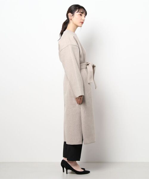 Settimissimo（セッティミッシモ）の「ダブルフェイスノーカラーロングコート（ノーカラーコート・レディース・キナリ/ブラウン・FREE）」の5枚目の写真
