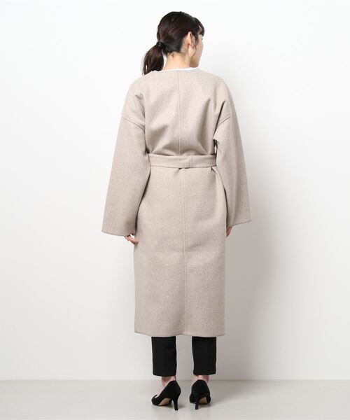 Settimissimo（セッティミッシモ）の「ダブルフェイスノーカラーロングコート（ノーカラーコート・レディース・キナリ/ブラウン・FREE）」の3枚目の写真