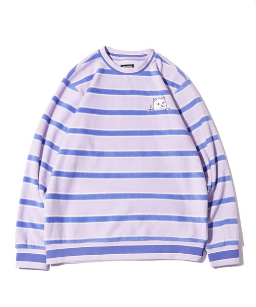 RIPNDIP(リップンディップ)の「RIP N DIP/リップンディップ Peeking Nermal Brushed Fleece Crewneck クルーネックフリース ボーダー オーバーサイズ(スウェット・メンズ・ラベンダー・M/L/XL)」の5枚目の写真