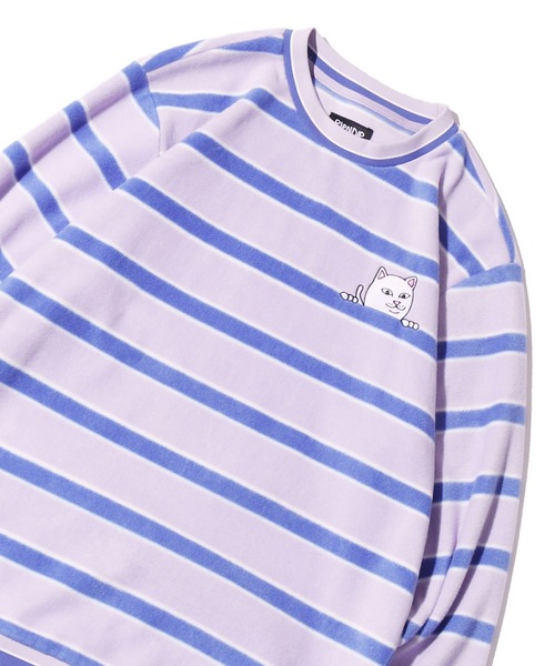 RIPNDIP(リップンディップ)の「RIP N DIP/リップンディップ Peeking Nermal Brushed Fleece Crewneck クルーネックフリース ボーダー オーバーサイズ(スウェット・メンズ・ラベンダー・M/L/XL)」の6枚目の写真