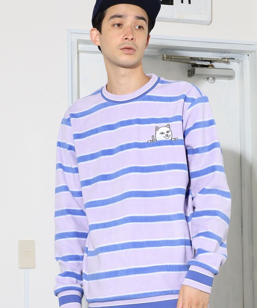 RIPNDIP(リップンディップ)の「RIP N DIP/リップンディップ Peeking Nermal Brushed Fleece Crewneck クルーネックフリース ボーダー オーバーサイズ(スウェット・メンズ・ラベンダー・M/L/XL)」の16枚目の写真