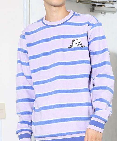 RIPNDIP(リップンディップ)の「RIP N DIP/リップンディップ Peeking Nermal Brushed Fleece Crewneck クルーネックフリース ボーダー オーバーサイズ(スウェット・メンズ・ラベンダー・M/L/XL)」の21枚目の写真