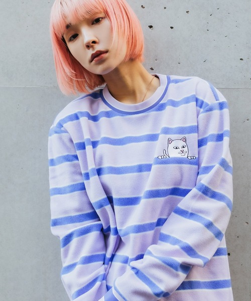 RIPNDIP(リップンディップ)の「RIP N DIP/リップンディップ Peeking Nermal Brushed Fleece Crewneck クルーネックフリース ボーダー オーバーサイズ(スウェット・メンズ・ラベンダー・M/L/XL)」の20枚目の写真