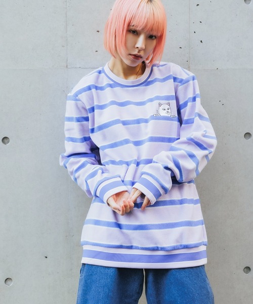RIPNDIP(リップンディップ)の「RIP N DIP/リップンディップ Peeking Nermal Brushed Fleece Crewneck クルーネックフリース ボーダー オーバーサイズ(スウェット・メンズ・ラベンダー・M/L/XL)」の19枚目の写真