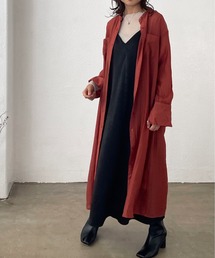 バンドカラーシアーシャツワンピース