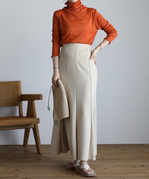 amini（アミニ）の「ハイネックシアーインナートップス（Tシャツ/カットソー・レディース・キナリ/ブラック/ホワイト/ブラウン/マスタード/オレンジ・MEDIUM）」の6枚目の写真