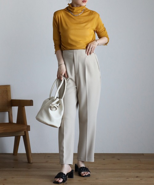 amini（アミニ）の「ハイネックシアーインナートップス（Tシャツ/カットソー・レディース・キナリ/ブラック/ホワイト/ブラウン/マスタード/オレンジ・MEDIUM）」の5枚目の写真