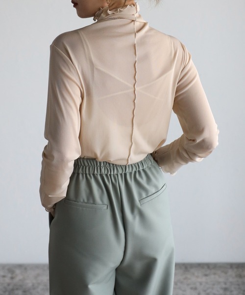 amini（アミニ）の「ハイネックシアーインナートップス（Tシャツ/カットソー・レディース・キナリ/ブラック/ホワイト/ブラウン/マスタード/オレンジ・MEDIUM）」の10枚目の写真