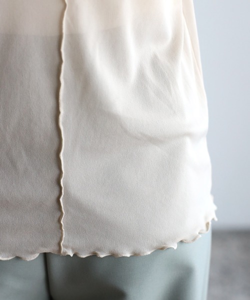 amini（アミニ）の「ハイネックシアーインナートップス（Tシャツ/カットソー・レディース・キナリ/ブラック/ホワイト/ブラウン/マスタード/オレンジ・MEDIUM）」の13枚目の写真