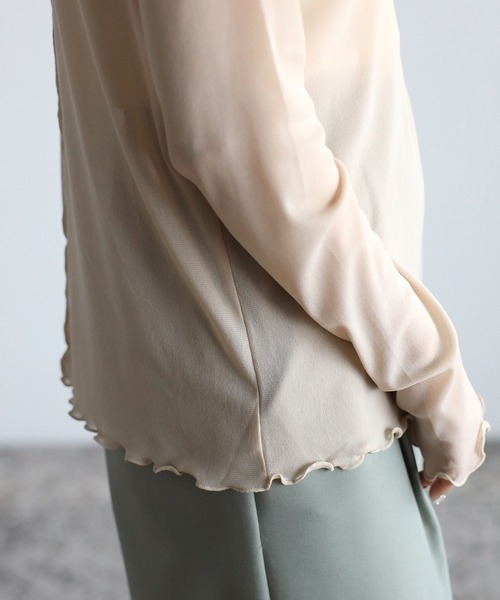 amini（アミニ）の「ハイネックシアーインナートップス（Tシャツ/カットソー・レディース・キナリ/ブラック/ホワイト/ブラウン/マスタード/オレンジ・MEDIUM）」の14枚目の写真