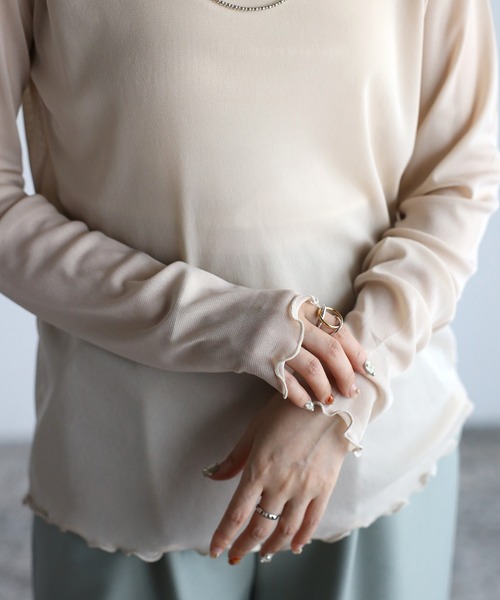 amini（アミニ）の「ハイネックシアーインナートップス（Tシャツ/カットソー・レディース・キナリ/ブラック/ホワイト/ブラウン/マスタード/オレンジ・MEDIUM）」の15枚目の写真