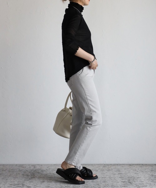 amini（アミニ）の「ハイネックシアーインナートップス（Tシャツ/カットソー・レディース・キナリ/ブラック/ホワイト/ブラウン/マスタード/オレンジ・MEDIUM）」の17枚目の写真